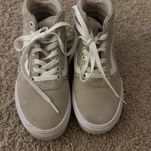 Vans High-Top Sneakers in Cream and White